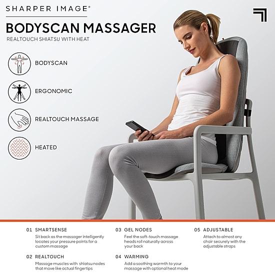 Sharper Image Smartsense Shiatsu Realtouch Chair Pad with Heat Massager