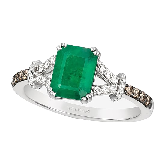 Le Vian® Grand Sample Sale™ Ring featuring 1 1/5 CT. Costa Smeralda Emeralds™ 1/8 CT. Chocolate Diamonds® 1/10 CT. Nude Diamonds™ set in 14K Vanilla Gold®