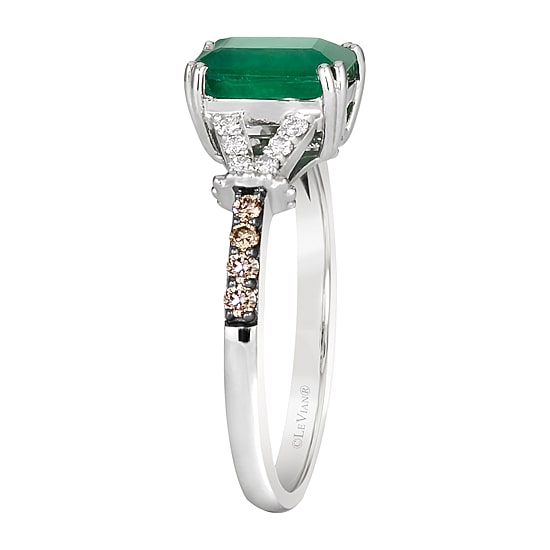 Le Vian® Grand Sample Sale™ Ring featuring 1 1/5 CT. Costa Smeralda Emeralds™ 1/8 CT. Chocolate Diamonds® 1/10 CT. Nude Diamonds™ set in 14K Vanilla Gold®