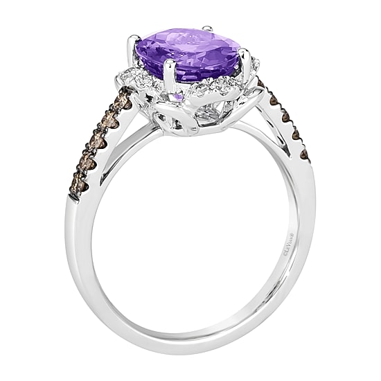 Le Vian® Grand Sample Sale™ Ring featuring 2 1/2 CT. Grape Amethyst™ 1/5 CT. Nude Diamonds™ 1/5 CT. Chocolate Diamonds® set in 14K Vanilla Gold®