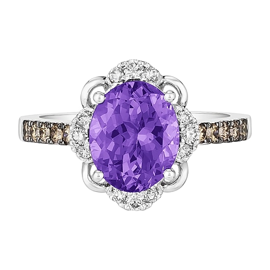 Le Vian® Grand Sample Sale™ Ring featuring 2 1/2 CT. Grape Amethyst™ 1/5 CT. Nude Diamonds™ 1/5 CT. Chocolate Diamonds® set in 14K Vanilla Gold®