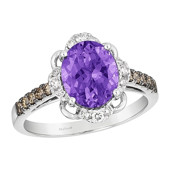 Le Vian® Grand Sample Sale™ Ring featuring 2 1/2 CT. Grape Amethyst™ 1/5 CT. Nude Diamonds™ 1/5 CT. Chocolate Diamonds® set in 14K Vanilla Gold®