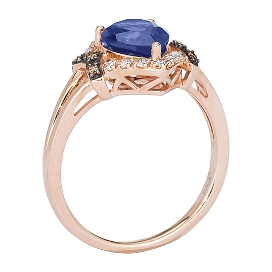 Le Vian® Grand Sample Sale™ Ring featuring 1 1/2 CT. Blueberry Tanzanite® 1/8 CT. Nude Diamonds™ 1/20 CT. Chocolate Diamonds® set in 14K Strawberry Gold®