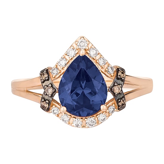 Le Vian® Grand Sample Sale™ Ring featuring 1 1/2 CT. Blueberry Tanzanite® 1/8 CT. Nude Diamonds™ 1/20 CT. Chocolate Diamonds® set in 14K Strawberry Gold®