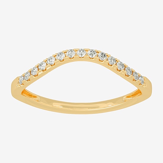 (H-I / Si1-Si2) Womens 2MM 1/8 CT. T.W. Lab Grown White Diamond 10K Gold Curved Wedding Band