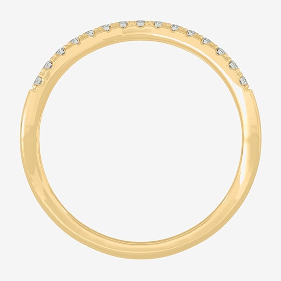 (H-I / Si1-Si2) Womens 2MM 1/8 CT. T.W. Lab Grown White Diamond 10K Gold Curved Wedding Band