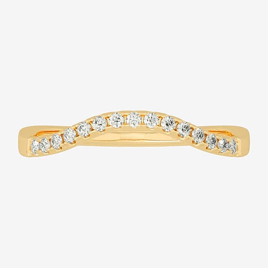 (H-I / Si1-Si2) Womens 2MM 1/8 CT. T.W. Lab Grown White Diamond 10K Gold Curved Wedding Band