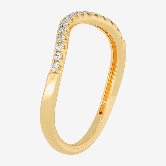 (H-I / Si1-Si2) Womens 2MM 1/8 CT. T.W. Lab Grown White Diamond 10K Gold Curved Wedding Band
