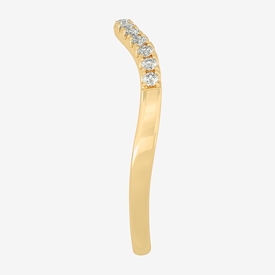 (H-I / Si1-Si2) Womens 2MM 1/8 CT. T.W. Lab Grown White Diamond 10K Gold Curved Wedding Band