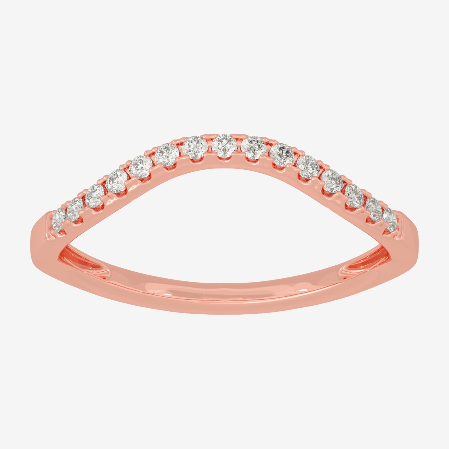 (H-I / Si1-Si2) Womens 2MM 1/8 CT. T.W. Lab Grown White Diamond 10K Gold Curved Wedding Band
