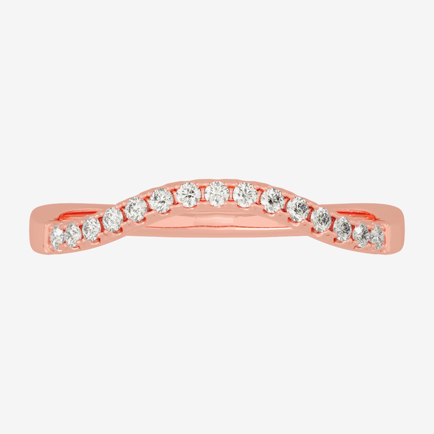 (H-I / Si1-Si2) Womens 2MM 1/8 CT. T.W. Lab Grown White Diamond 10K Gold Curved Wedding Band