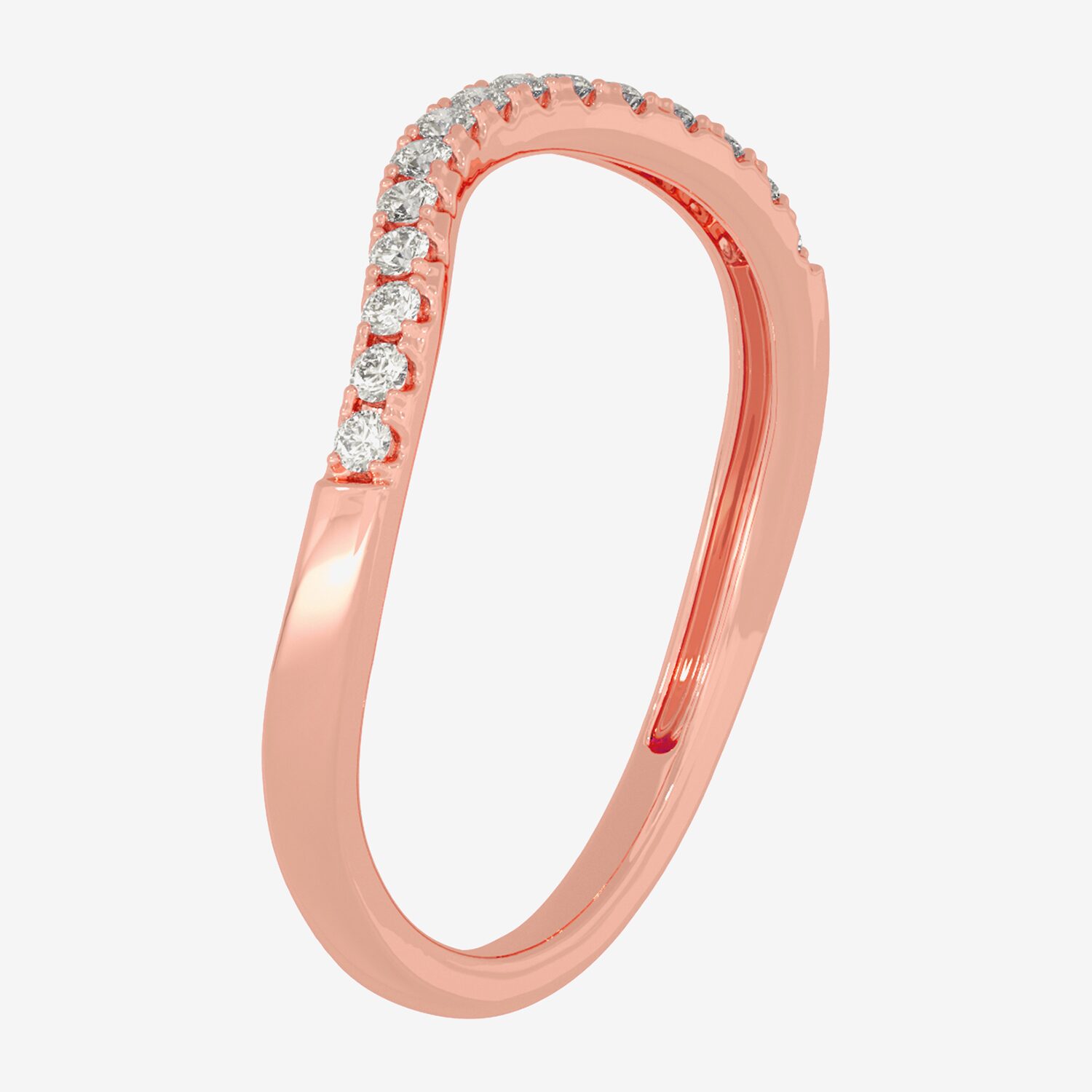 (H-I / Si1-Si2) Womens 2MM 1/8 CT. T.W. Lab Grown White Diamond 10K Gold Curved Wedding Band