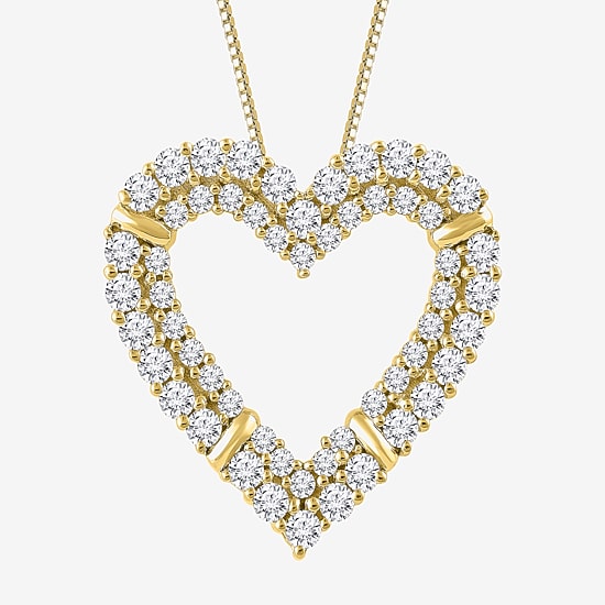 (H-I / I1) Womens 1 CT. T.W. Lab Grown White Diamond 10K Gold Heart 18 Inch Pendant Necklace