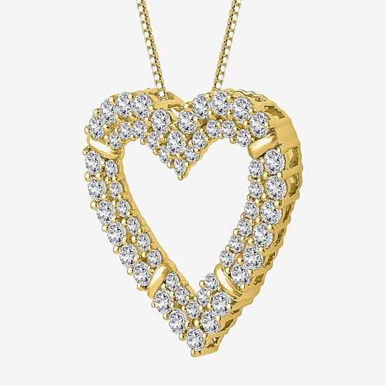 (H-I / I1) Womens 1 CT. T.W. Lab Grown White Diamond 10K Gold Heart 18 Inch Pendant Necklace