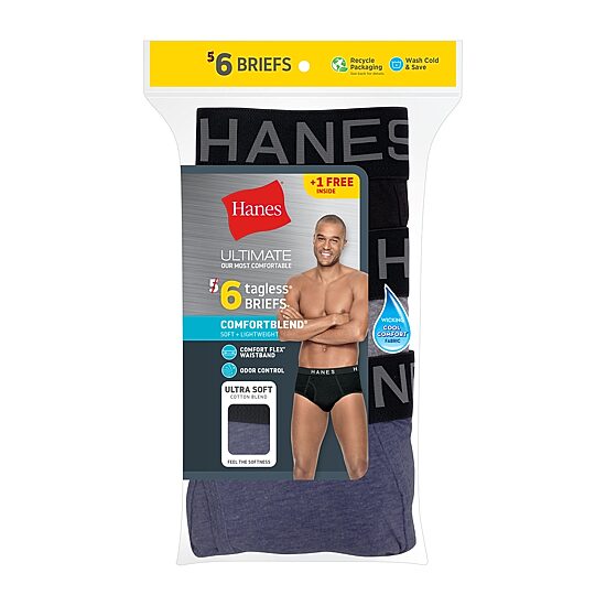 Hanes Ultimate Comfortblend Bonus Pack Mens 6 Pack Briefs Ubbf6b