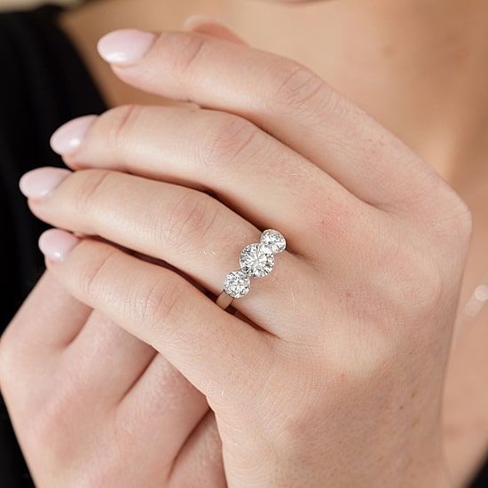 Floating Diamonds (F / Vs2) Womens 3 CT. T.W. Lab Grown White Diamond 14K Gold 3-Stone Engagement Ring