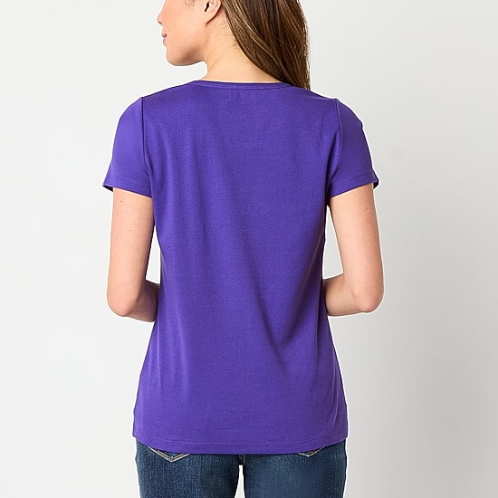 St. John's Bay Womens Crew Neck Short Sleeve T-Shirt
