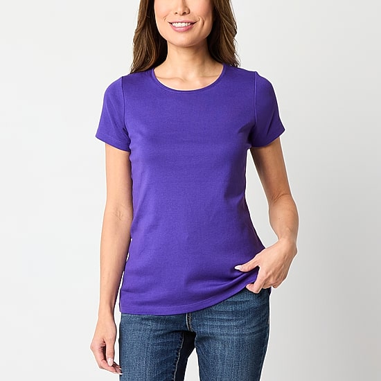 St. John's Bay Womens Crew Neck Short Sleeve T-Shirt