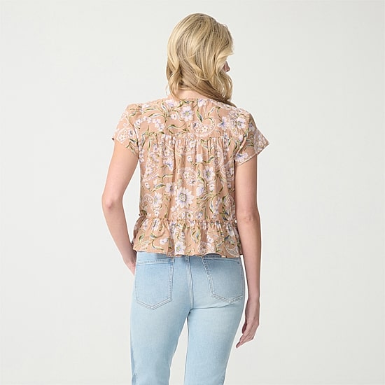 JS Jessica Simpson Womens Scoop Neck Short Sleeve Blouse