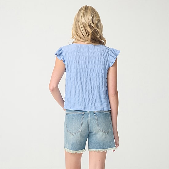 JS Jessica Simpson Womens Square Neck Short Sleeve Blouse