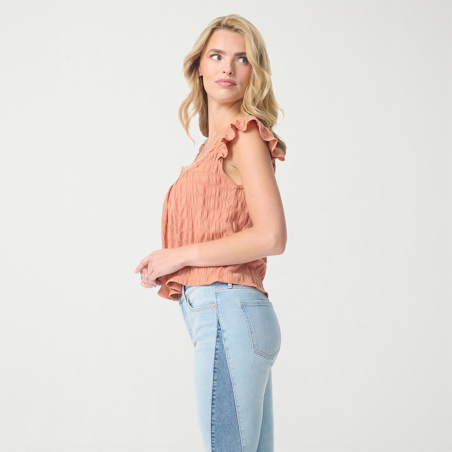 JS Jessica Simpson Womens Square Neck Short Sleeve Blouse