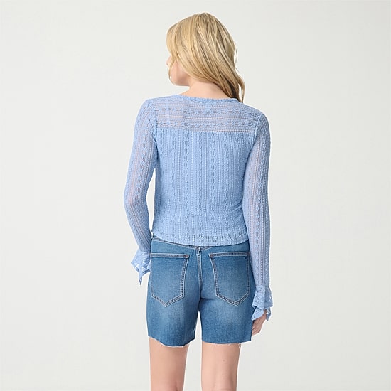 JS Jessica Simpson Womens Split Crew Neck Long Sleeve Blouse