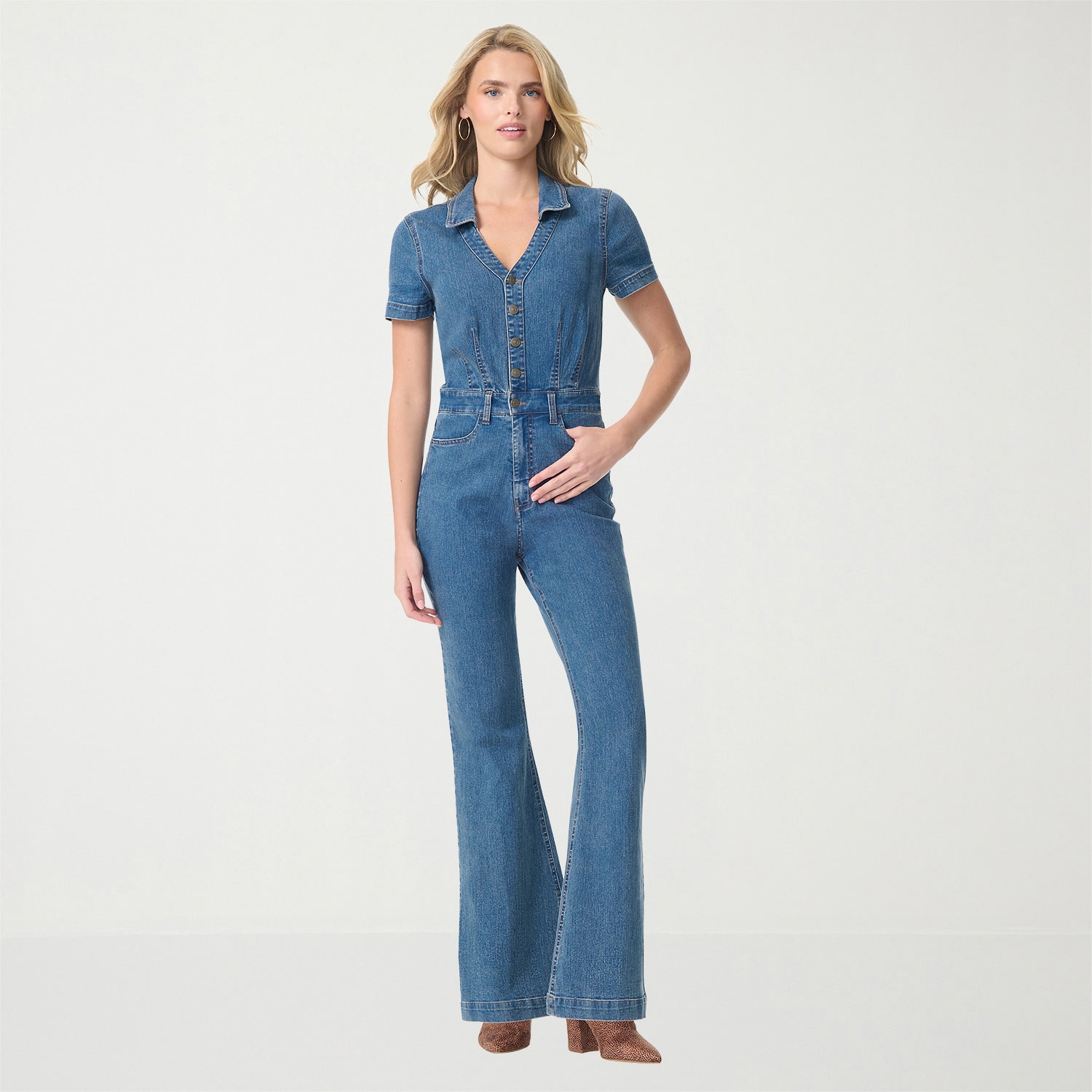 JS Jessica Simpson Womens Short Sleeve Jumpsuit