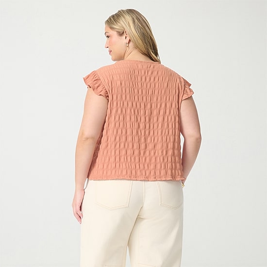 JS Jessica Simpson Womens Plus Square Neck Short Sleeve Blouse