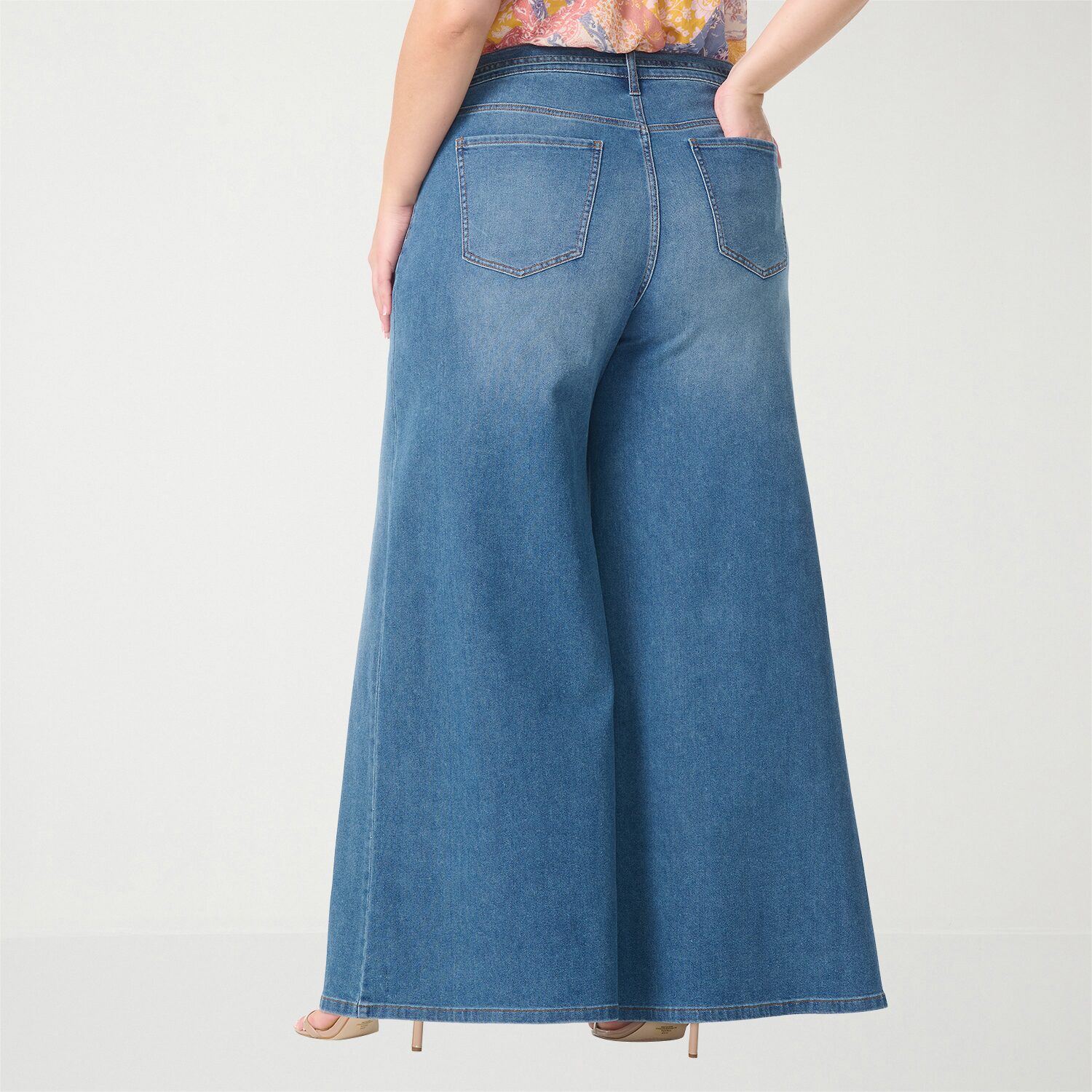 JS Jessica Simpson Womens Plus High Rise Wide Leg Jean