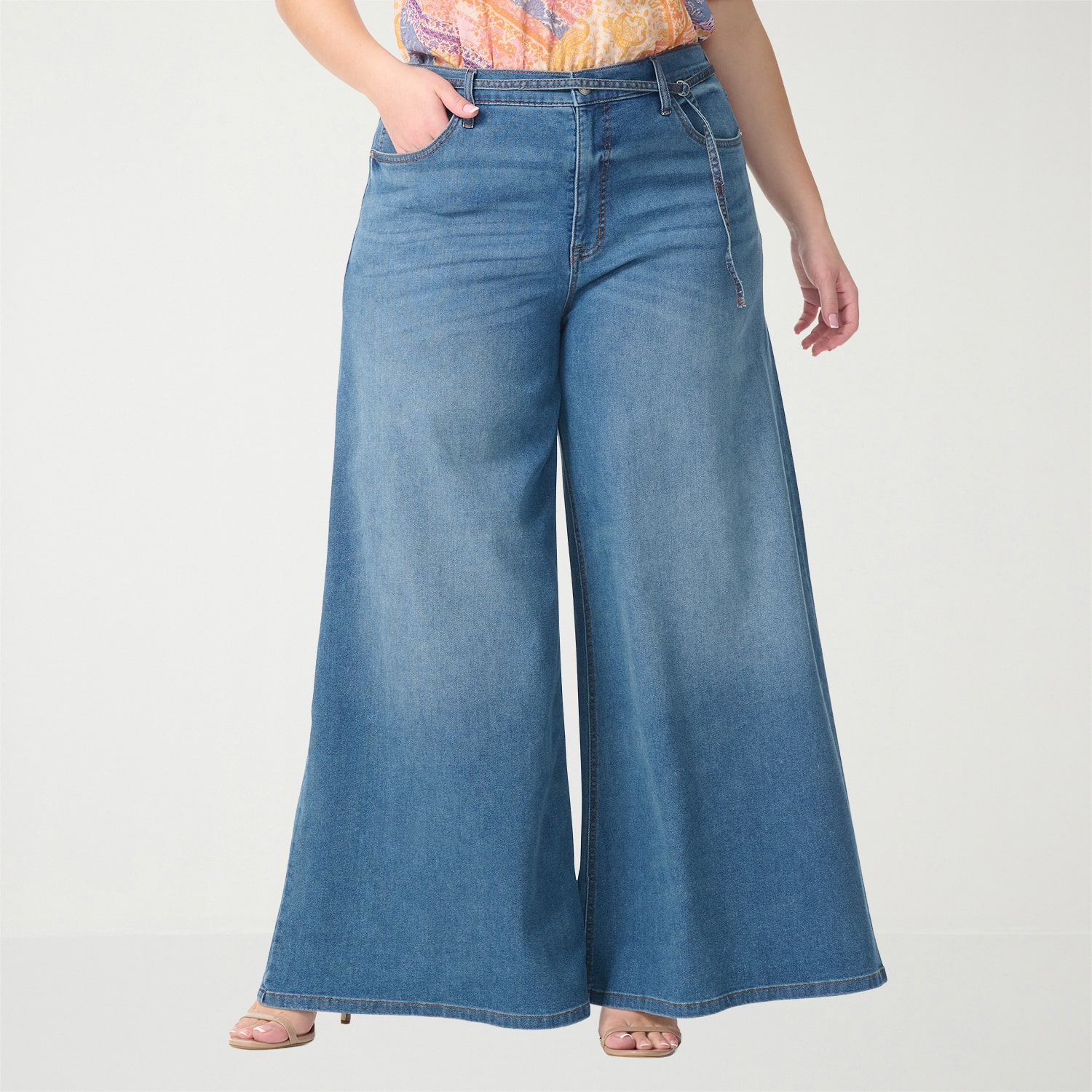 JS Jessica Simpson Womens Plus High Rise Wide Leg Jean