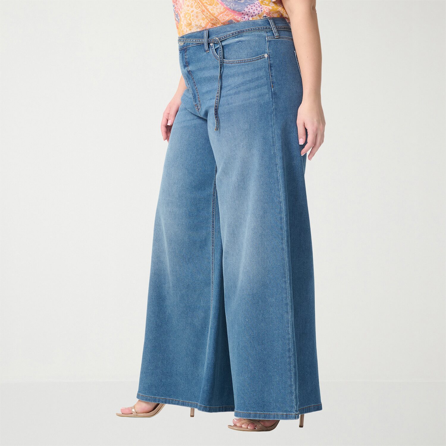 JS Jessica Simpson Womens Plus High Rise Wide Leg Jean