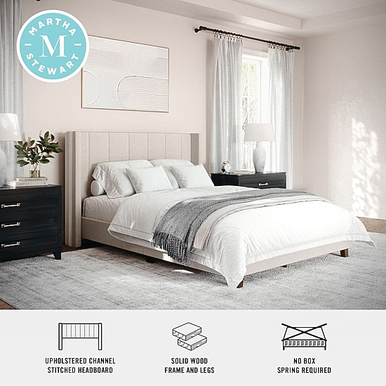 Martha Stewart Kay Upholstered Platform Bed