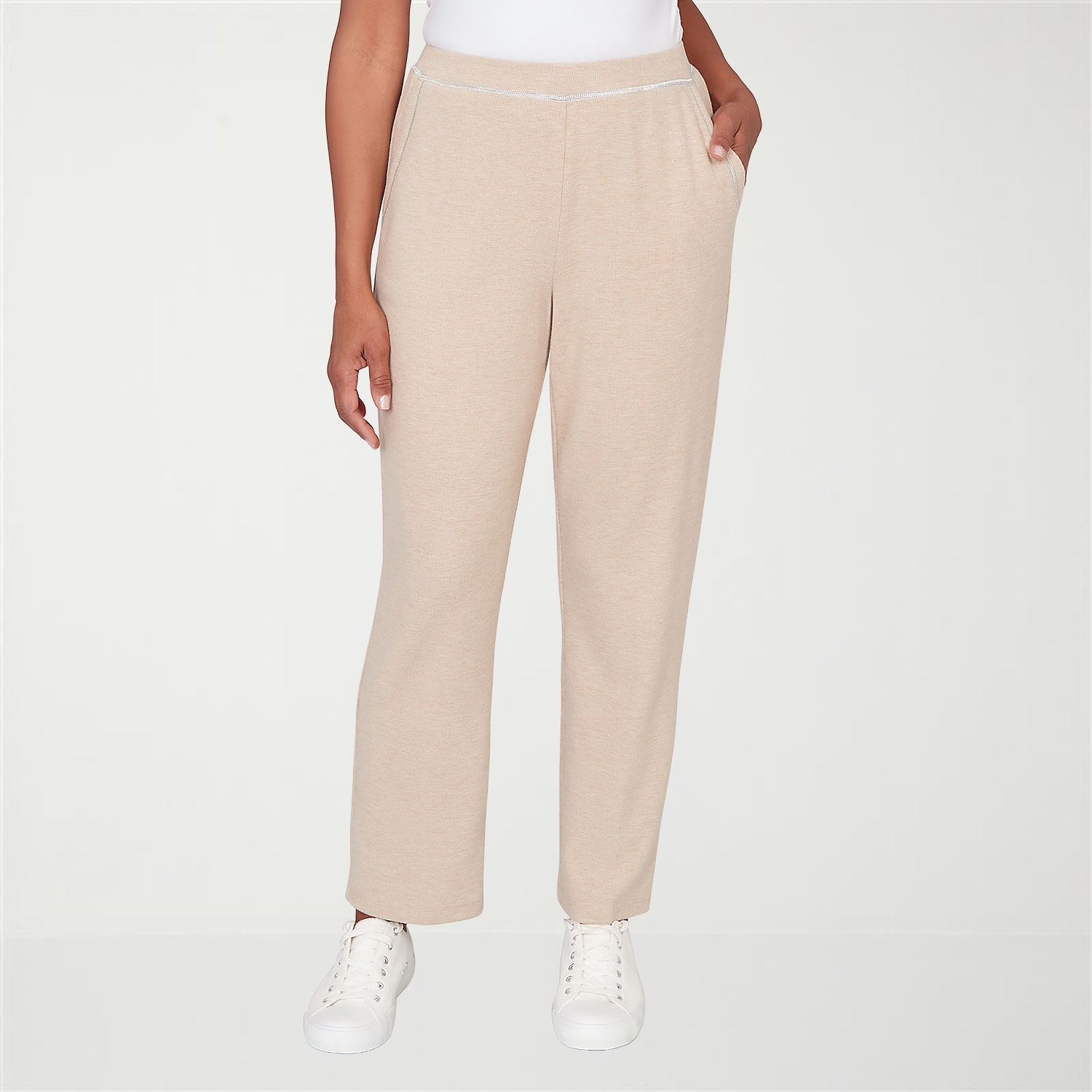 Alfred Dunner Comfort And Joy Womens Straight Mid Rise Pull-On Pant