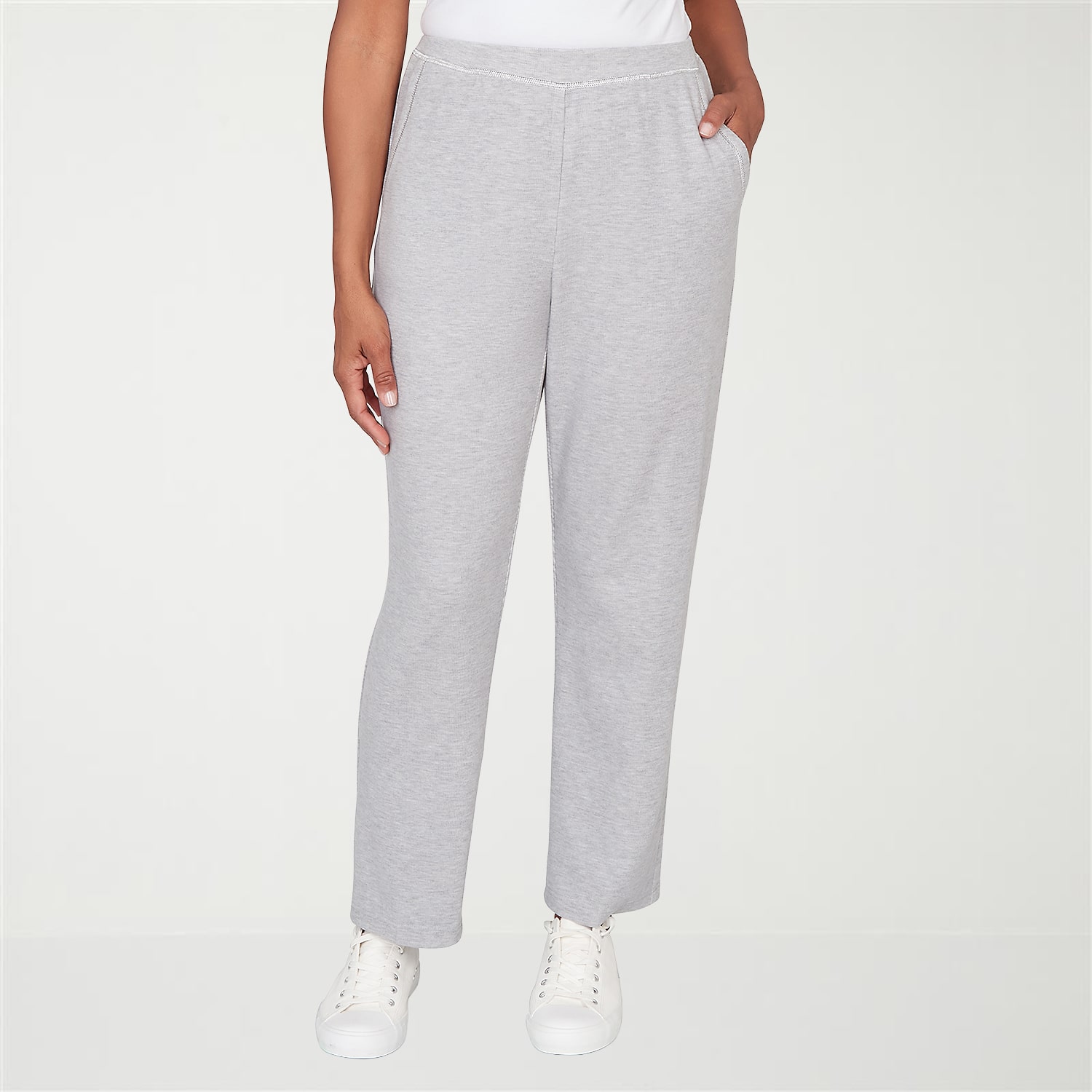 Alfred Dunner Comfort And Joy Womens Straight Mid Rise Pull-On Pant