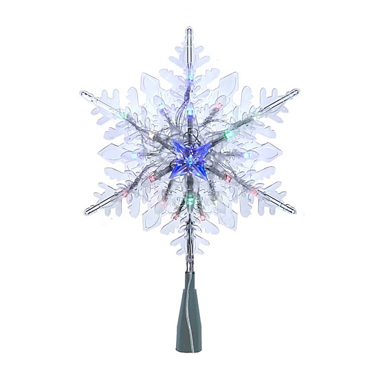 Kurt Adler 20-Light 10-Inch Clear Snowflake Treetop with Color-Changing RGB LED Bulbs