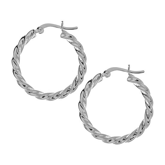 Silver Treasures Sterling Silver Hoop Earrings