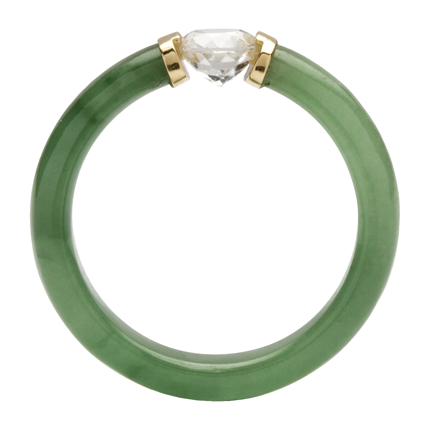 Womens 5MM Genuine Green Jade 10K Gold Band