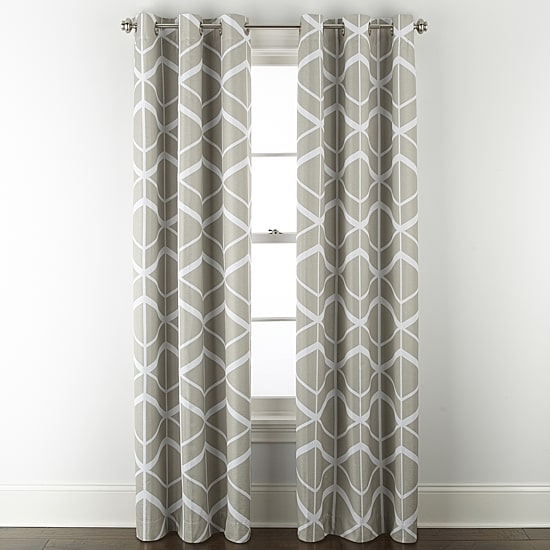 Home Expressions Allister Print Diamond Geo Grommet Top Energy Saving 100% Blackout Single Curtain Panel