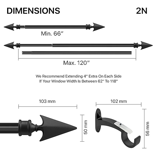 Deco Window 2-Pack Flat Arrow 3/4 IN Curtain Rod