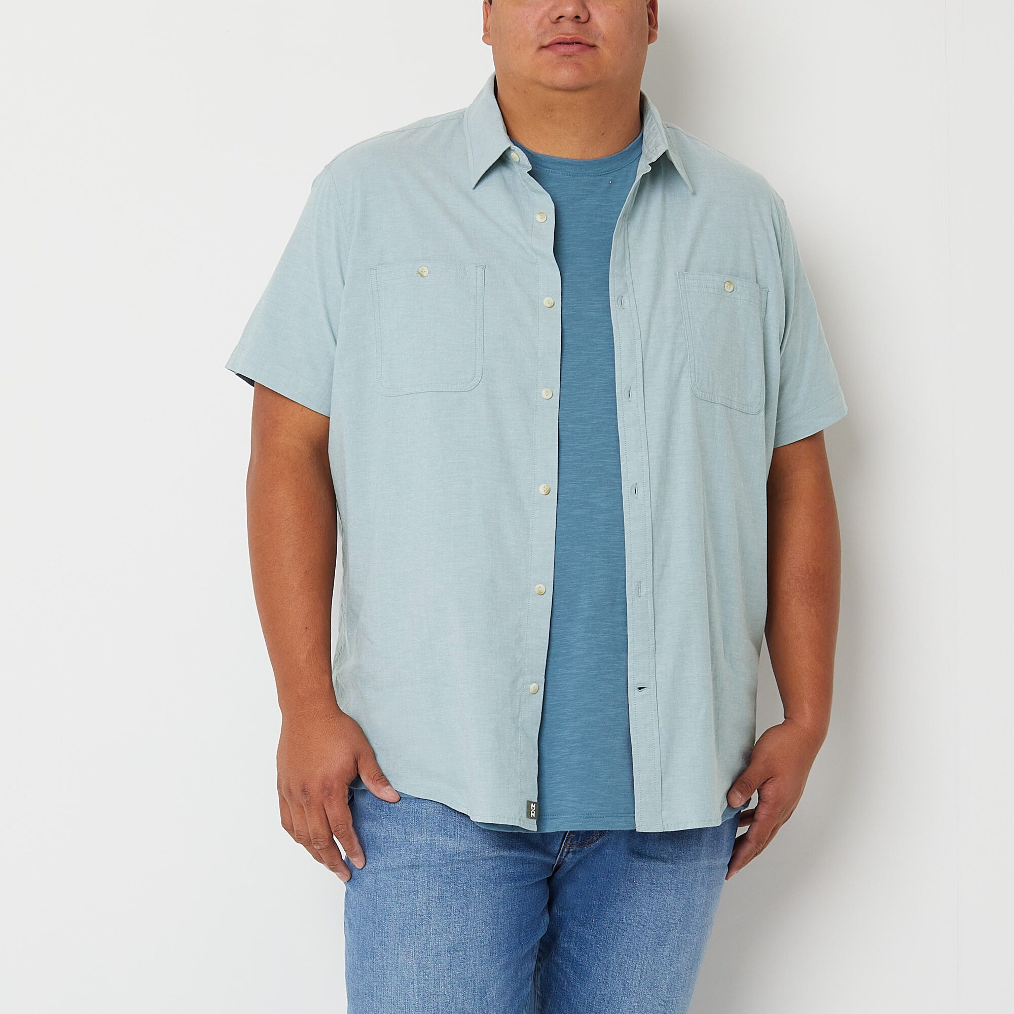 mutual weave Mens Short Sleeve Classic Fit Big and Tall Button-Down Shirt