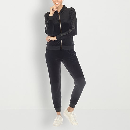 White Mark Velour 2-pc. Track Suit