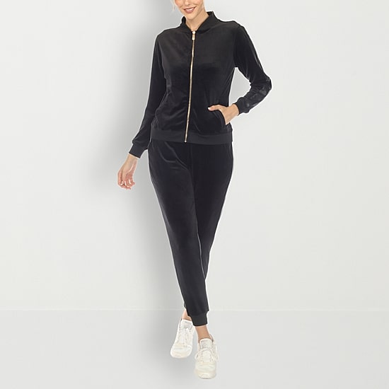 White Mark Velour 2-pc. Track Suit