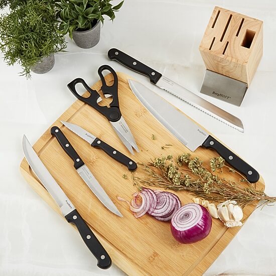 BergHOFF Dina Pica Stainless Steel 7-pc. Knife Block Set