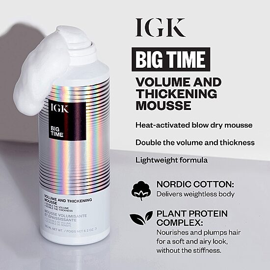 IGK Big Time Volume And Thickening Hair Mousse 6.2 oz.