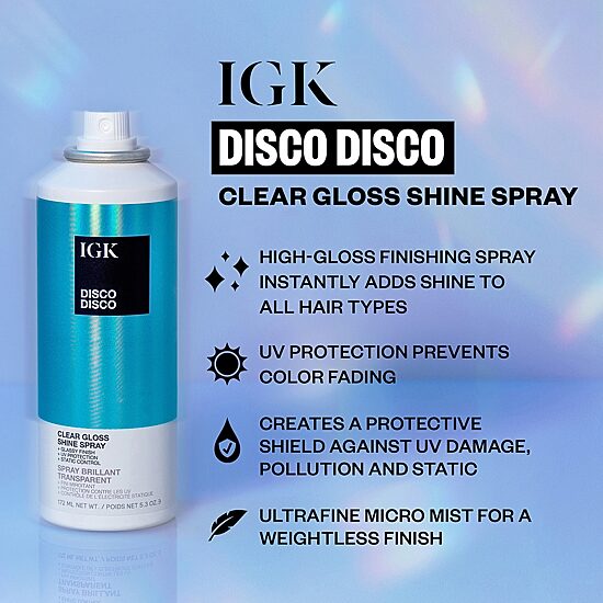 IGK Disco Disco Clear Gloss Shine Spray Hair Product 5.3 oz.