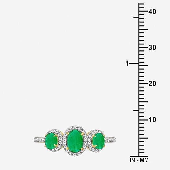 Womens Gemstone & 1/5 CT. T.W. Natural Diamond 10K Gold Oval 3-Stone Cocktail Ring