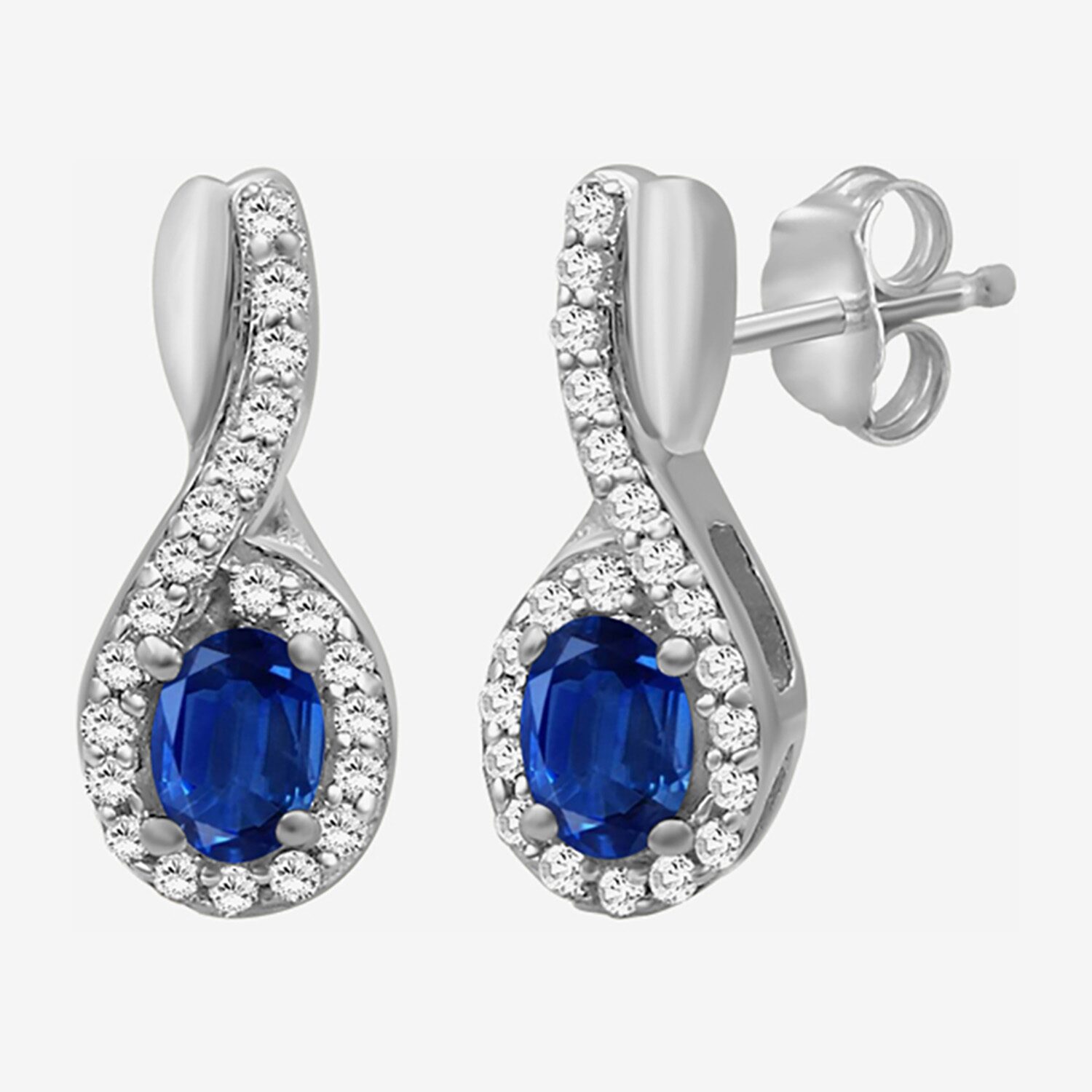 Womens Gemstone & 1/ CT. T.W. Natural Diamond 10K Gold Oval Drop Earrings