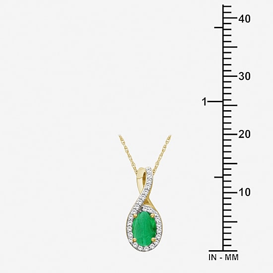 Womens Gemstone & 1/10 CT. T.W. Natural Diamond 10K Gold Oval 18 Inch Pendant Necklace