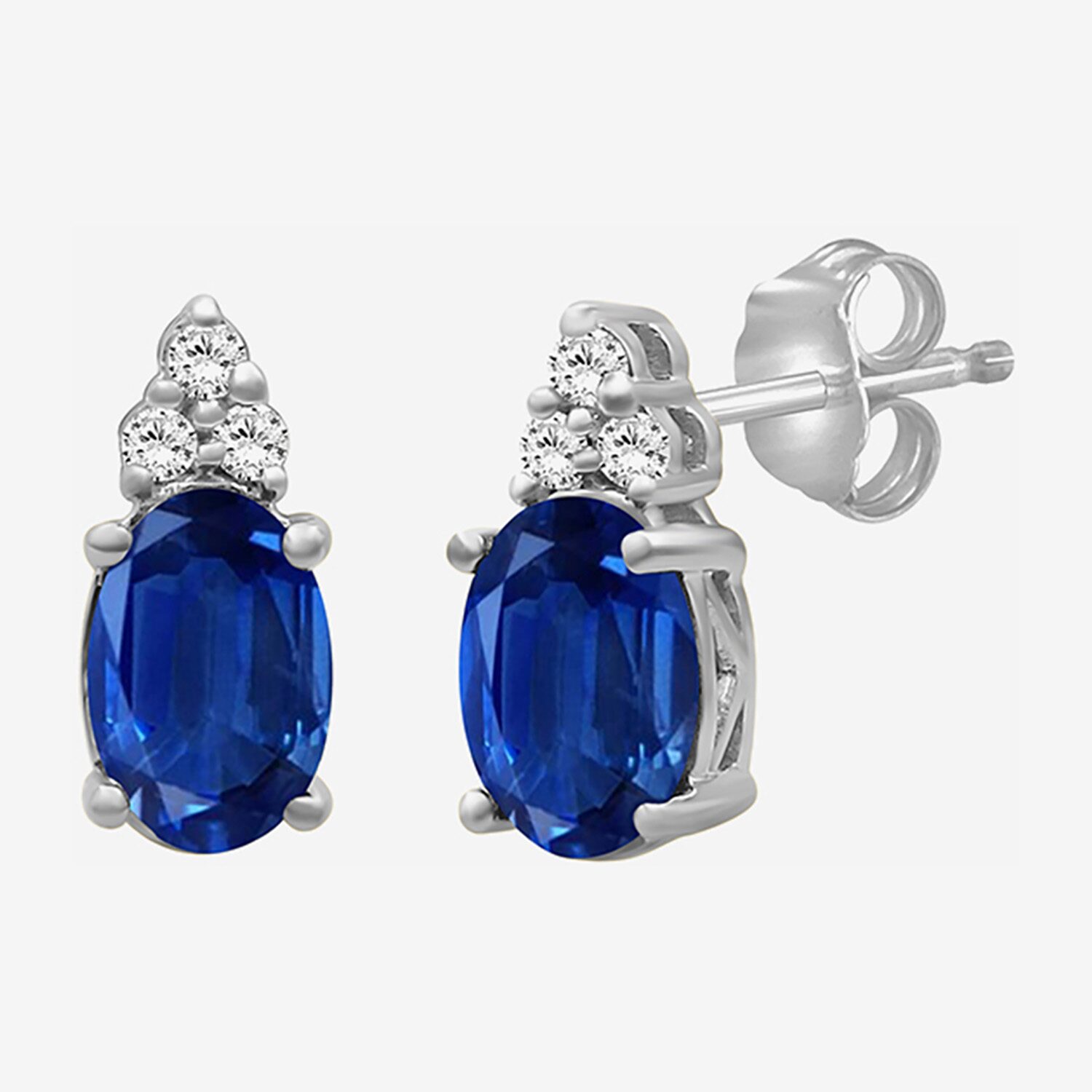 Diamond Accent Gemstone 10K Gold 8.9mm Oval Stud Earrings