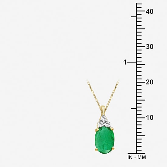 Womens Diamond Accent Gemstone 10K Gold Oval 18 Inch Pendant Necklace